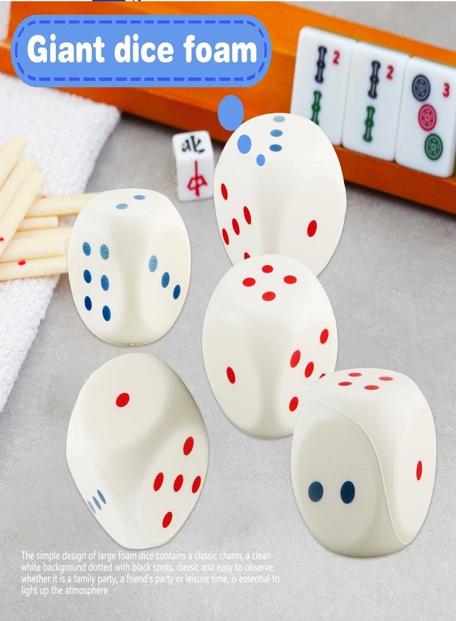 Cotiny 6 Pack Large Foam Dice 2.36 Inch Soft PU Foam Dice 6 Sided Giant Jumbo Rounded Edge Dices for Educational Toys Games Nights Casino Themed Party (Color Set 1) - Image 5